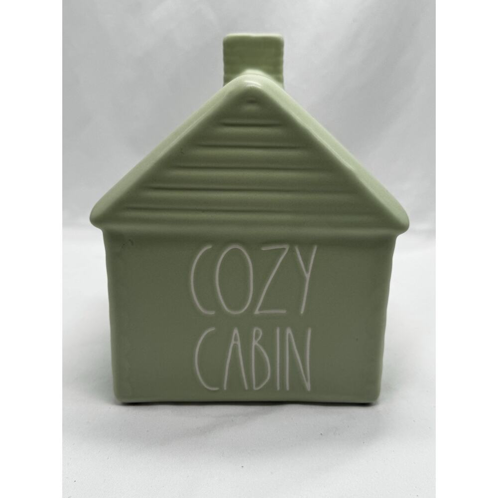 Rae Dunn Cozy Cabin Ceramic Figural Log Cabin Green 2021 Online Release Fall